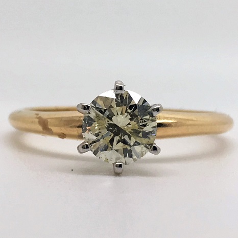 0.70 Carat Round-Cut Six-Prong Solitaire Diamond Engagement Ring in 14k Yellow Gold